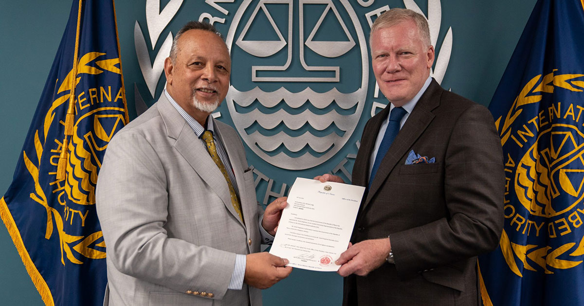 Permanent Representative of Nauru Presents Credentials to ISA Secretary-General