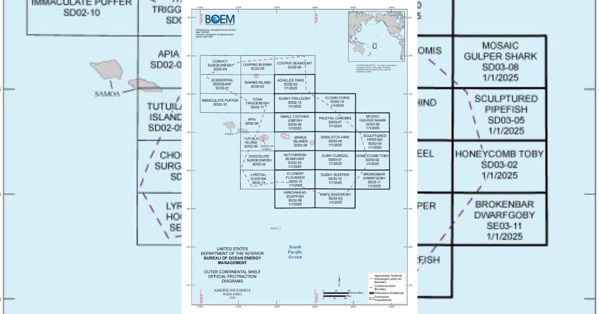 The Marine Minerals Administration Issues Proposed Leasing Notice for American Samoa Offshore Mineral Sale